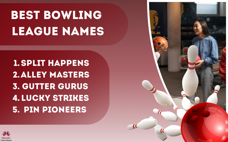 A list of the best bowling league names displayed on a colorful scoreboard, inspiring team creativity