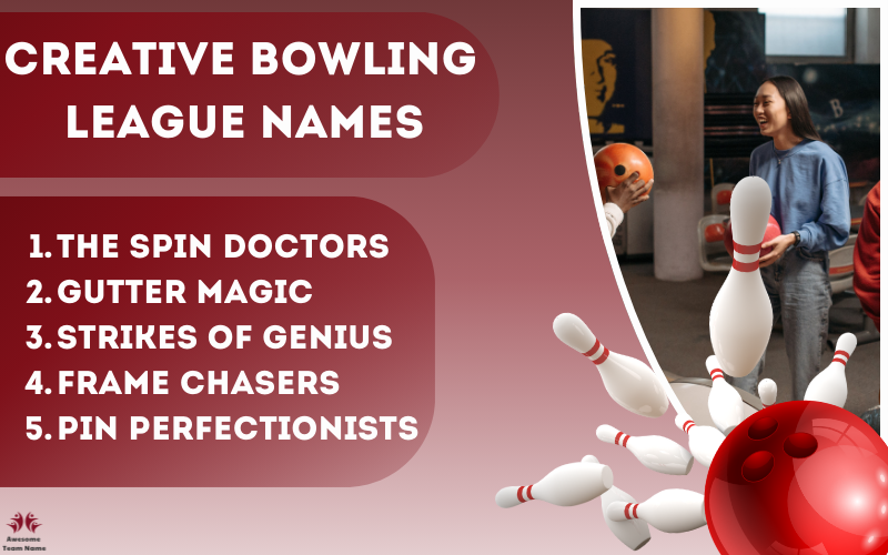 A collection of creative bowling league team names displayed on a bowling alley scoreboard, perfect for team inspiration